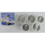 Canada commemorative silver coins (6) 1975-1996.