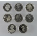 World Silver Proof Crown-size issues (8) Mixed themes. aFDC/FDC in hard plastic capsules.