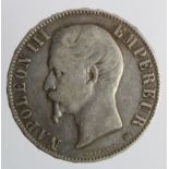 France silver 5 Francs 1855 BB, VF