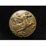 French Art Medal, uniface bronze d.80.5mm: The Abduction of Dejanira by the Centaur Nessus (medal)