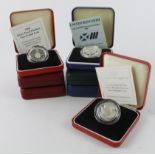 GB Silver Proof Two Pounds (7). Standard 1986 x2, 97 x2 & 2003 along with piedforts 1994 "