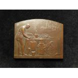French Commemorative Medallic Plaque, bronze 80x65mm: 50th Anniversary of Bénédictine Liqueur 1863-