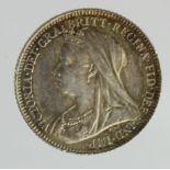 Sixpence 1897 iridesent GEF