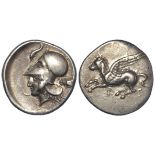 Ancient Greek: Corinthia, Corinth silver Stater c.400-375 BC. Pegasos flying left, koppa below /