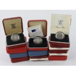 GB Silver Proof One Pounds (11) Standard 1983 x6 (two without certificates), 1984 & 1995. Along with