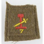 Cloth badge: 7th Special Service Unit, Royal Engineers. Scarce WW2 Embroidered cloth Formation