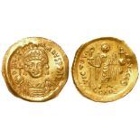 Eastern Roman Empire (Byzantine), Justinian gold Solidus, Constantinople 545-565 AD. 4.00g. Slightly