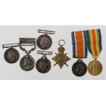 Minature medals - all old issues - IGS EDVII with NWF 1908 clasp, 1914 Star, BWM/Victory Medal,