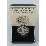 Royal Mint: Silver Proof Piedfort One Pound 1983 aFDC (lightly toned) cased with cert.