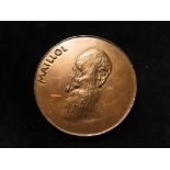French Commemorative Medal, bronze d.80mm: Maillol (Aristide) artist, medal by Couturier, Monnaie de