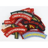 Cloth badges: British Army WW2 and later embroidered felt shoulder title badges all in excellent