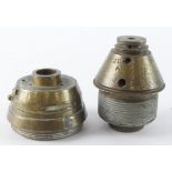 Fuses, pair of WW1 Artillery Fuses. Dated 3.16 and No 85.1. Another marked 'Lot 39' and 'PP' in