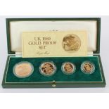 Four coin set 1980 (Five Pounds, Two Pounds, Sovereign & Half Sovereign). Proof FDC boxed as issued
