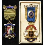 Masonic Jewels (2): Liversage (Derby) Founder finely enamelled hallmarked silver-gilt, and RMIB
