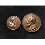Italian / French Commemorative Medals (2) bronze d.41mm and d.55mm, featuring Galileo Galilei, one