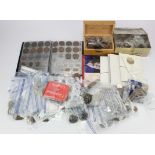 GB & World Coins, Crowns etc, accumulation in a stacker box. Silver noted, also an Alderney Nelson