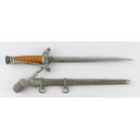 German 3rd Reich Officers Army Dagger. Maker: Horster. Pumpkin coloured handle and knot.