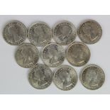 Australia Silver Threepences (10) 1961-64, high grade.