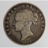 Halfcrown 1849 small date, Fine.