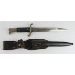 German Army Parade dagger, short version, blade maker marked 'WKC', with scabbard and leather