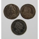Maundy Oddments & Minors (3): Maundy Pennies: 1757 GRATIA: toned EF, 1800 toned nEF, and a Three-