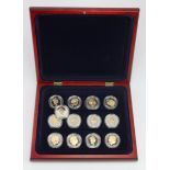 British Commonwealth Silver Proof Crowns (13) with gilt portraits, 2002 Jubilee issues in capsules