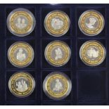 British Commonwealth Crown-Size Silver (and gilt) Proofs (8) Queen Mother's Centenary issues 2000,