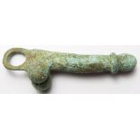 Antiquity: Roman bronze phallic amulet c.1stC AD. Popular style of military charm. 62mm, 26.86g. Ex.