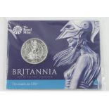 Fifty Pounds 2015 "Britannia" Silver BU as issued