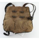 Great War 1914 Imperial German Haversack made of canvas and cowhide. Soldier's name in ink on one