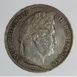 France silver 5 Francs 1840A, GVF-nEF