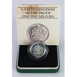 One Pound 1983 Silver proof Piedfort aFDC/FDC in the green box of issue with certificate