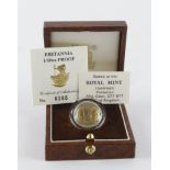 Britannia Ten Pounds (1/10th oz) 1990 gold proof aFDC boxed as issued