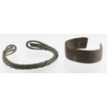 Antiquities (2): Roman bronze bracelets, one twisted style 61mm, 18.6g, the other small 42x14mm,