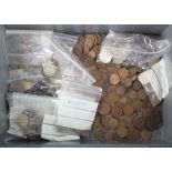 GB & World Coins & Tokens, accumulation in a stacker box, including 385g of pre-47 silver.