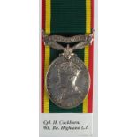 Efficiency Medal GVI with Territorial clasp named (3307415 Cpl H Cockburn 9-HLI).