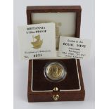 Britannia Ten Pounds (1/10th oz) 1990 gold proof aFDC boxed as issued