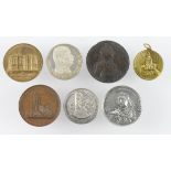 German & Austrian Commemorative Medals (7) assortment 18th-20thC, noted a late 20thC silver Zeppelin