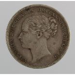 Shilling 1887 young head, GVF