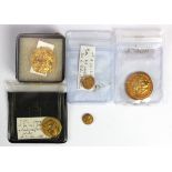 Ancient Greek modern copies of gold coins (in gold) x4, plus a larger Seleucid copy which we believe