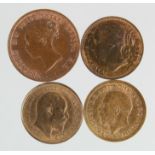 Fractional Farthings: Third Farthings: 1876, 1902, 1913; and Half Farthing 1844; all EF or better,