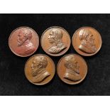 French / German Commemorative medals (5) bronze d.41mm, from the series Numismatica Universalis