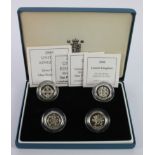 One Pound Silver Proof four coin set 1999 - 2002 FDC boxed as issued