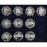 British Commonwealth Crown-Size Silver Proofs (10) Queen Elizabeth the Queen Mother issues 2000,