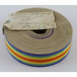 Medal ribbon - large original roll of WW1 Victory Medal ribbon '50 Yards' with original label and