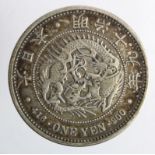 Japan silver One Yen yr. 19 (1886) VF