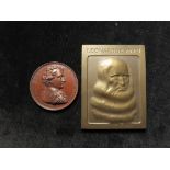 French Commemorative Medals (2) artist related, bronze d.46mm and a uniface plaque 61x80mm: