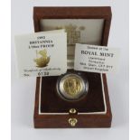 Britannia Ten Pounds (1/10th oz) 1992 gold proof aFDC boxed as issued