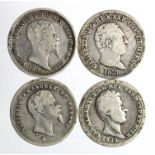 Italian States (4) Sardinia and Genoa silver 50 Centisimi 1828-1860, aF