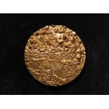 American / French Art Medal, bronze d.80mm: The Gold Rush by sculptor Thérèse Dufresne (1937-2010)